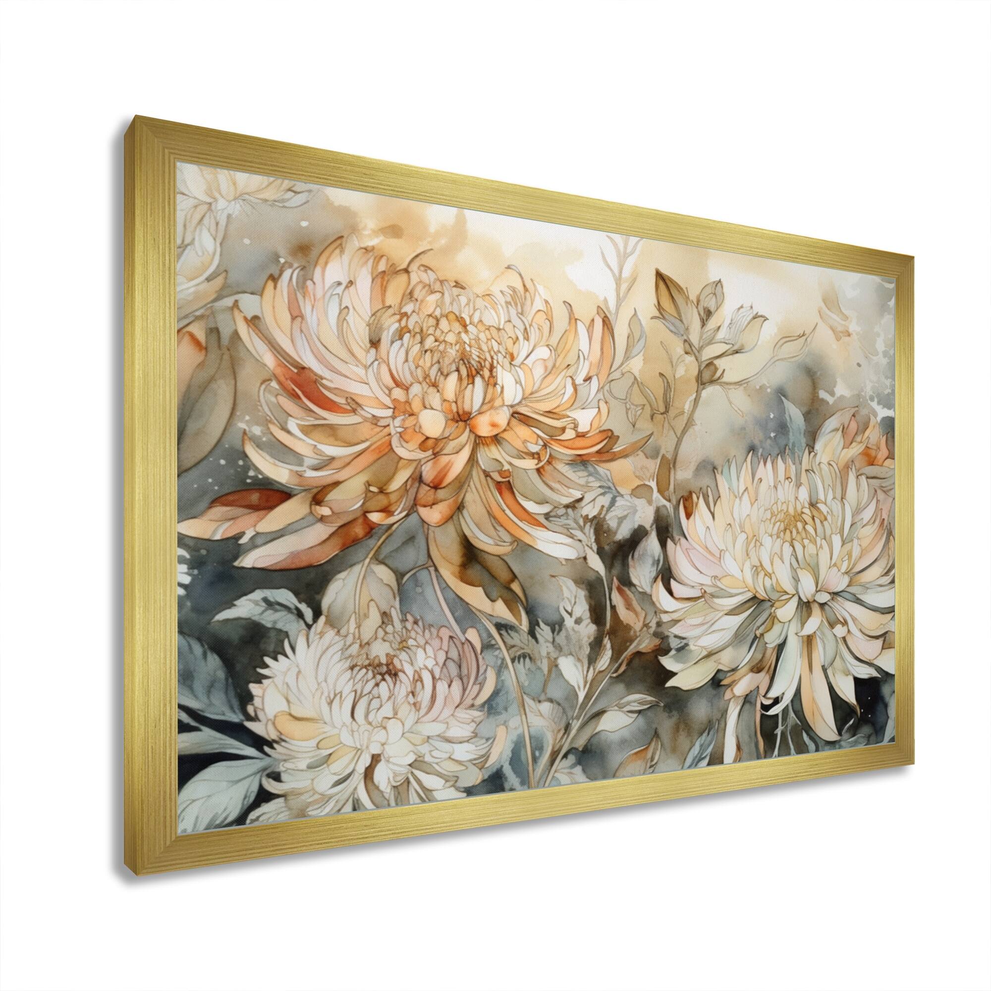 Designart "Yellow Green Chrysanthemum Artistry" Floral Chysanthemum